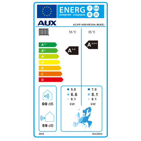 AUX ACHP-H08/4R3HA-M(NE) Αντλία Θερμότητας Monoblock Μονοφασική 8KW χωρίς Αντιστάσεις | AUX στο Papagiannis.gr